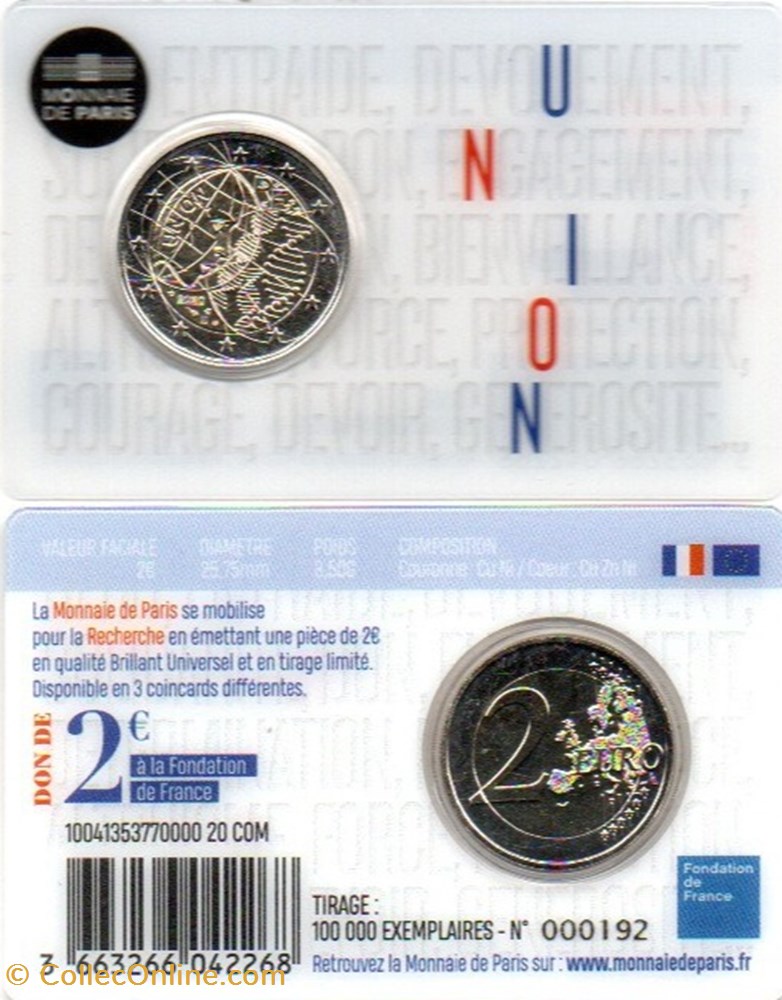 2020 : Recherche Médicale 2 monnaie euro 2020 recherche medicale