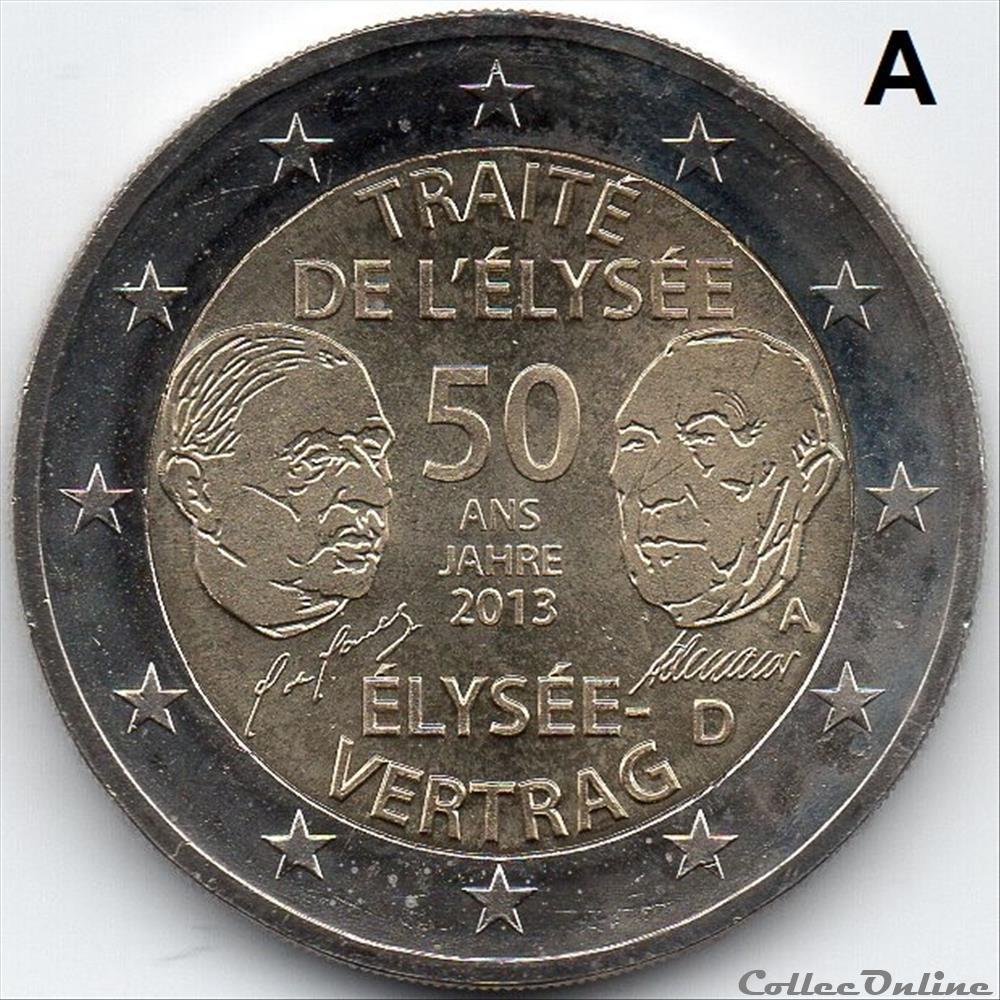 monnaie euro allemagne 2013 50 ans traite de elysee