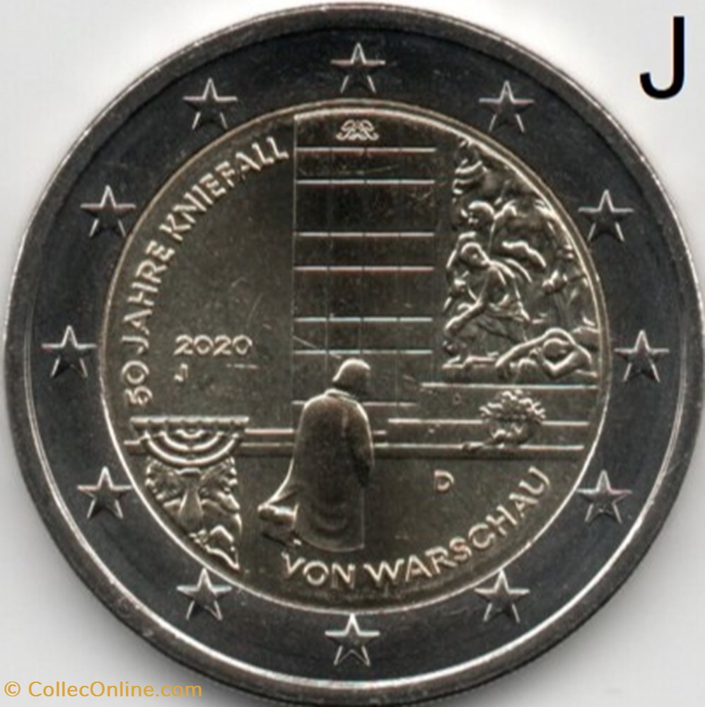 2020 : 50ème anniversaire de la génuflexion de Varsovie 5 monnaie euro allemagne 2020 50eme anniversaire de la genuflexion de varsovie
