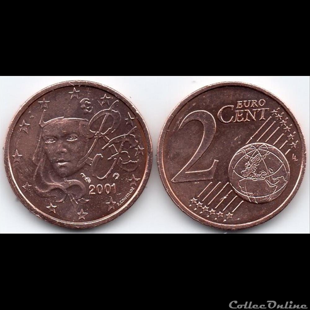 monnaie euro france 2 cent 2001 marianne symbole de la republique francaise
