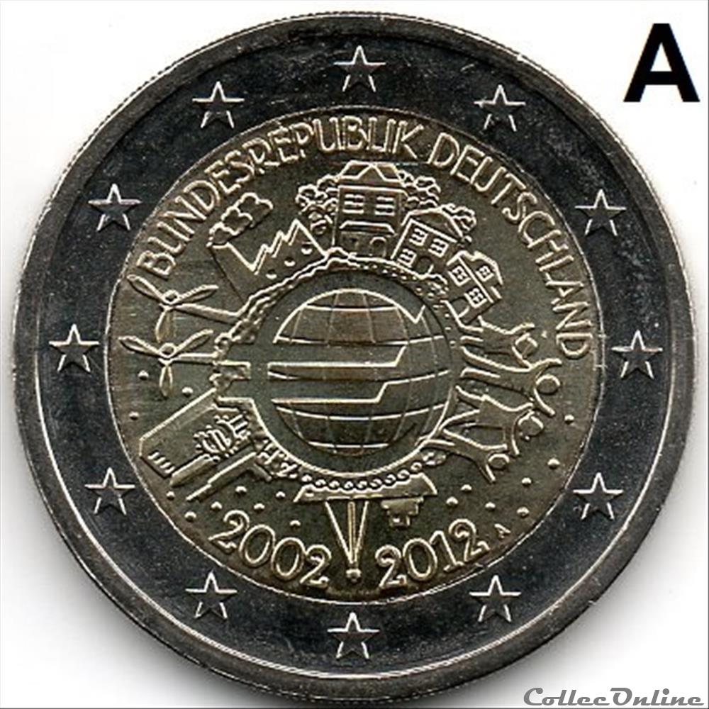 2012 : 10 ans de l'€uro monnaie euro allemagne 2012 10 ans de uro