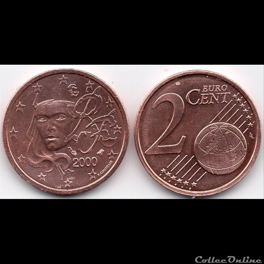 monnaie euro france 2 cent 2000 marianne symbole de la republique francaise