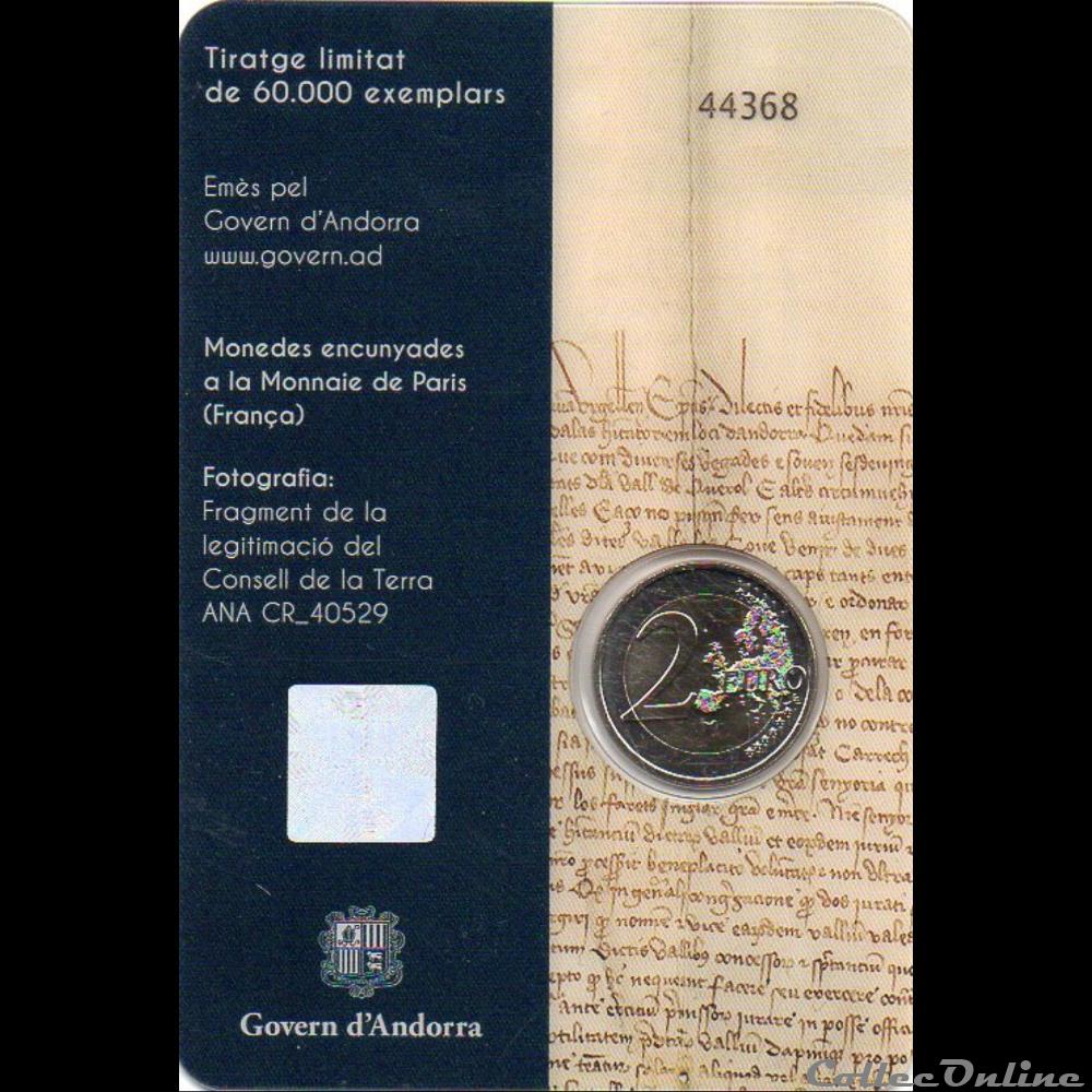 monnaie euro andorre 2019 600 ans du conseil de la terre
