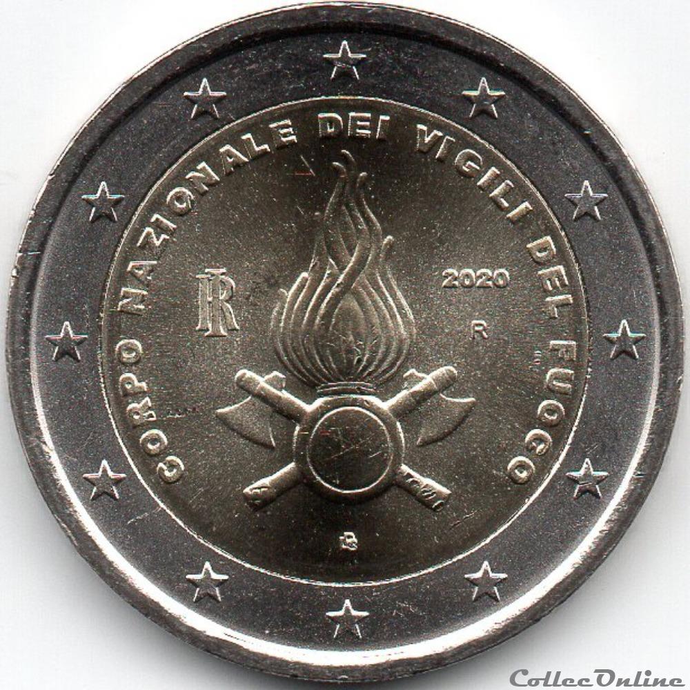 2020 : 80 ans pompiers Italiens monnaie euro 2020 80 ans pompiers italiens