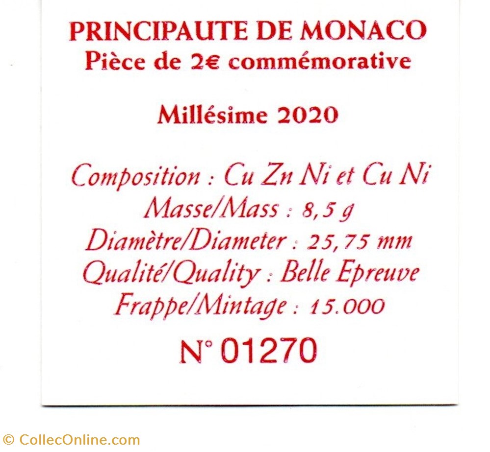 2020 : 300e anniversaire de le naissance du prince Honoré III 2 monnaies euros monaco 2020 300e anniversaire de le naissance du prince honore iii