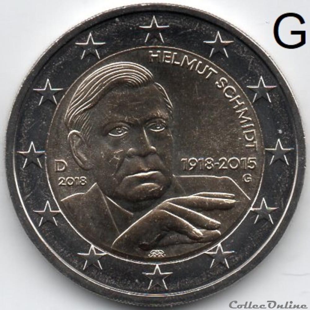 2018 : Helmut Schmidt 4 monnaie euro a allemagne 2018 helmut schmidt