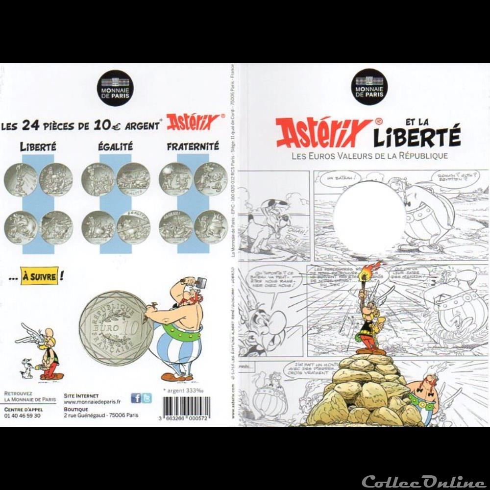 2015 : Astérix et la liberté argent 5 monnaie euro france 2015 asterix et la liberte argent