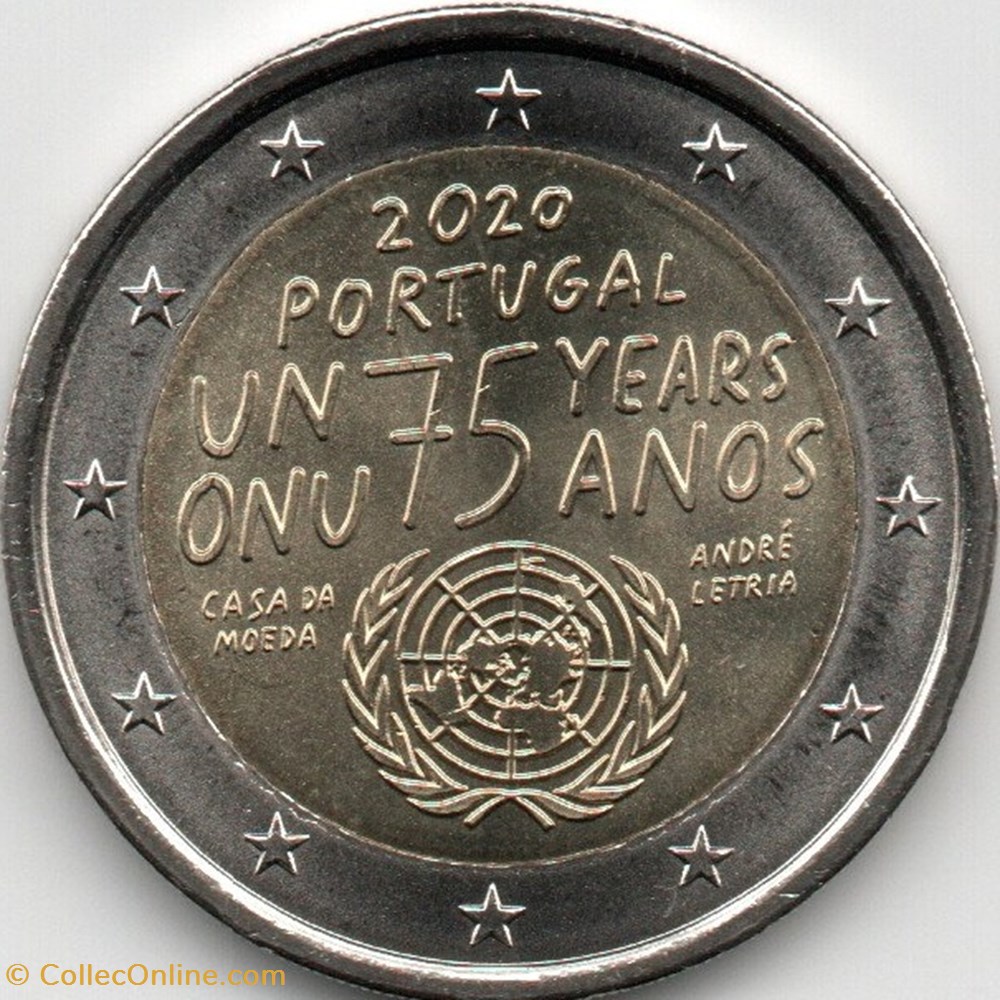 2020 : 75 ans Nations Unies ONU monnaie euro portugal 2020 75 ans nations unies onu