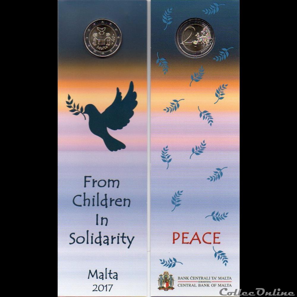 euro malte 2017 paix solidarite enfants avec poincon monnaie de paris