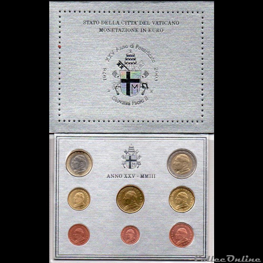 2003 : Coffet BU 2 monnaie euro a vatican 2003 coffet bu