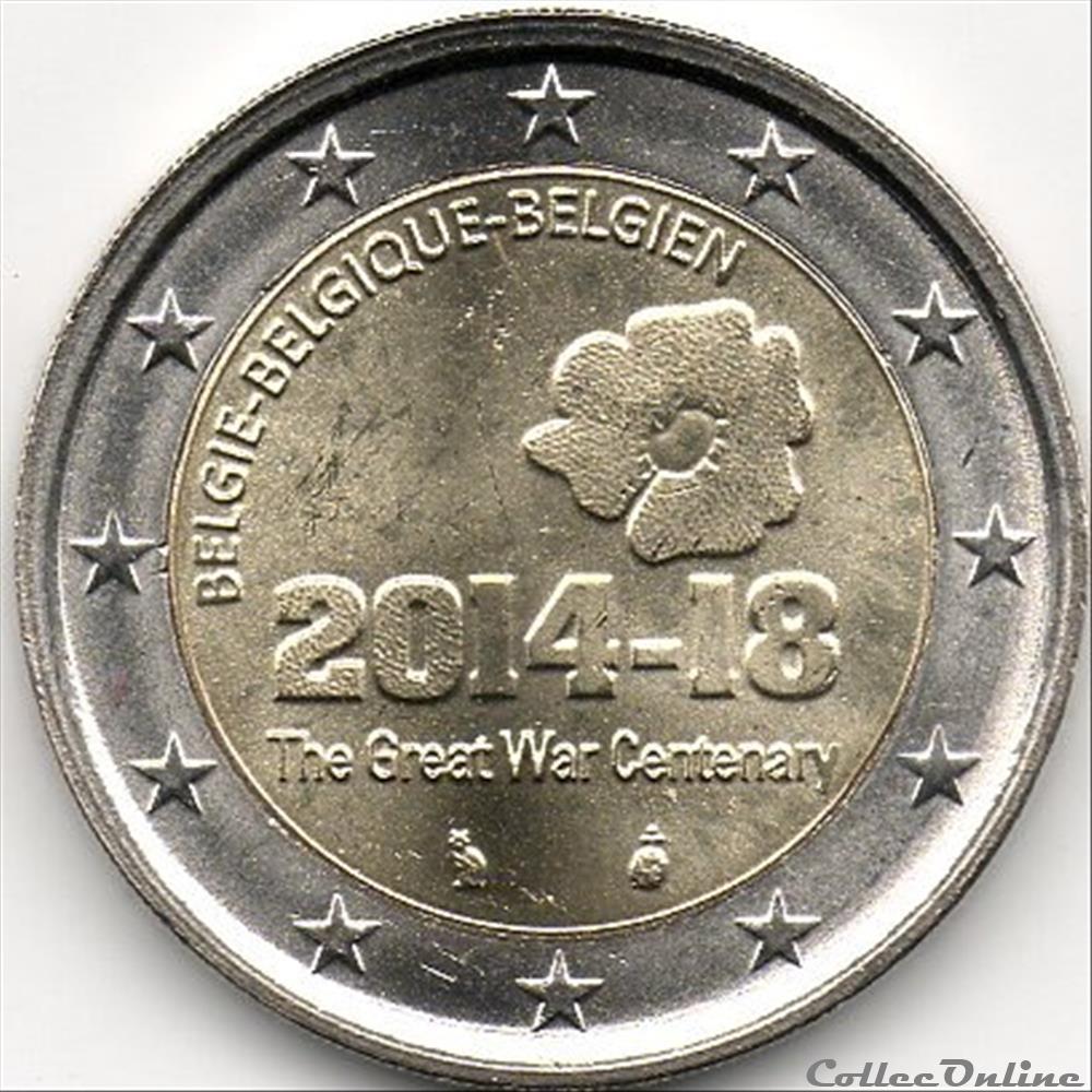 2014 : 100è anniversaire1er guerre mondiale monnaie euro belgique 2014 100e anniversaire1er guerre mondiale