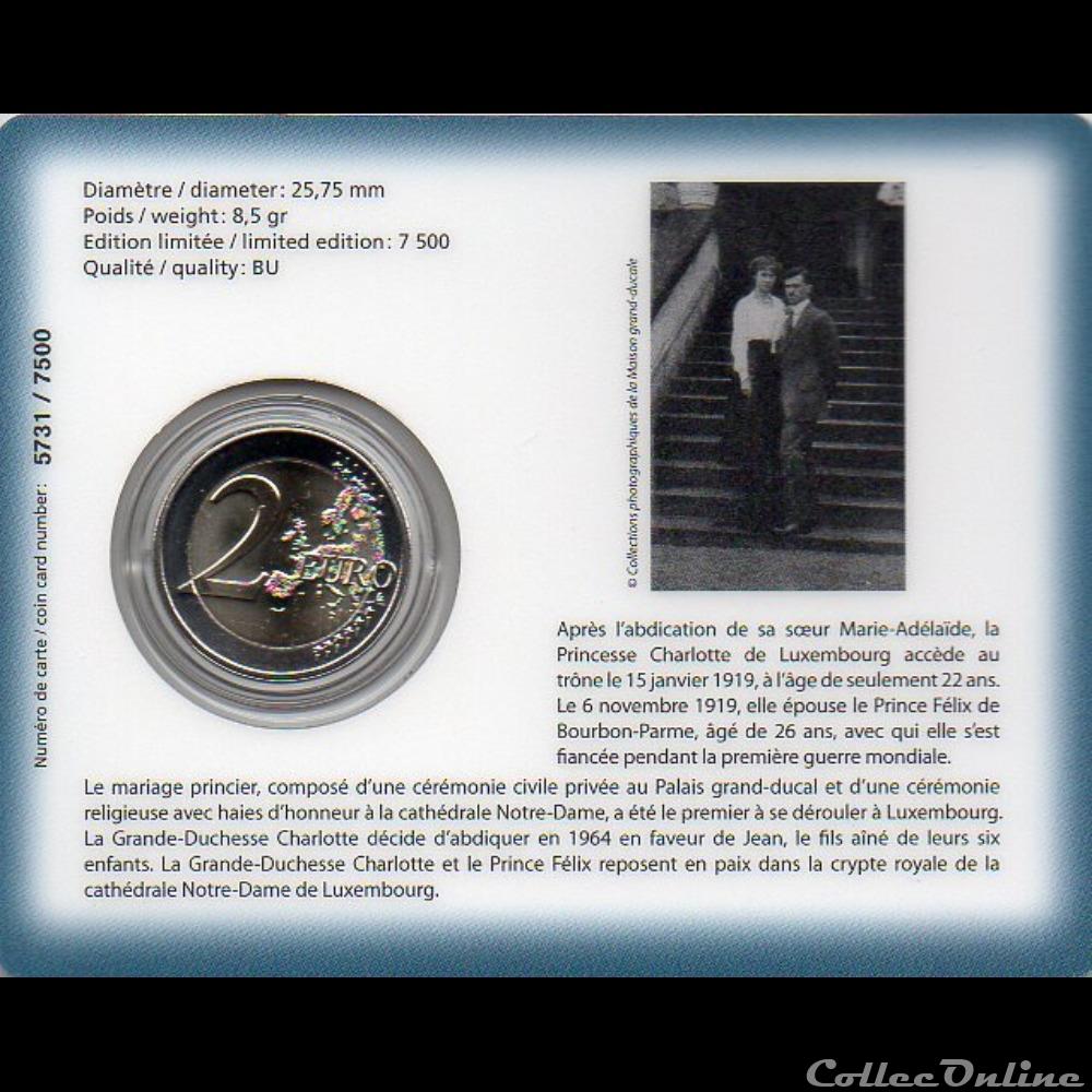2019 : Coin card 100 ans de l'accession au trône ( grande-Duchesse Charlotte ) 3 monnaie euro luxembourg 2019 coin card 100 ans de accession au trone grande duchesse charlotte
