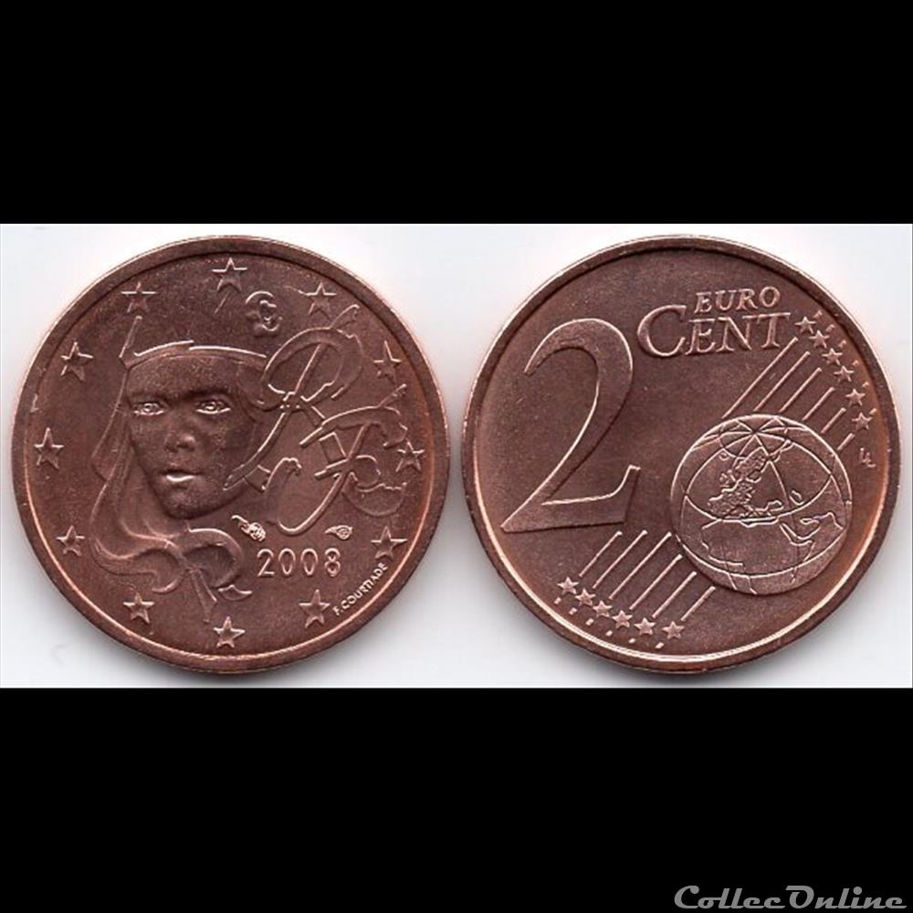 monnaie euro france 2 cent 2008 marianne symbole de la republique francaise