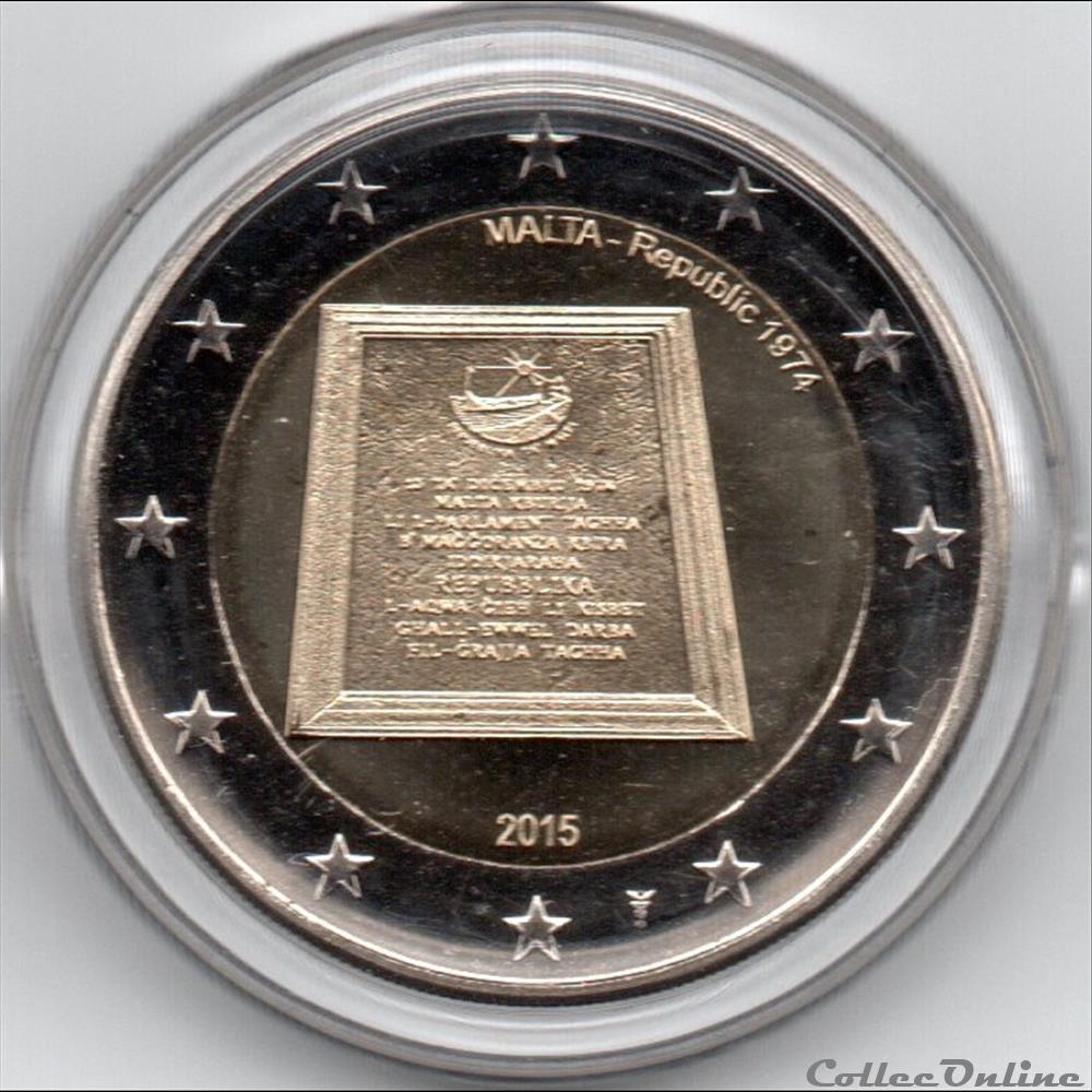 monnaie euro malte 2015 republique 1974