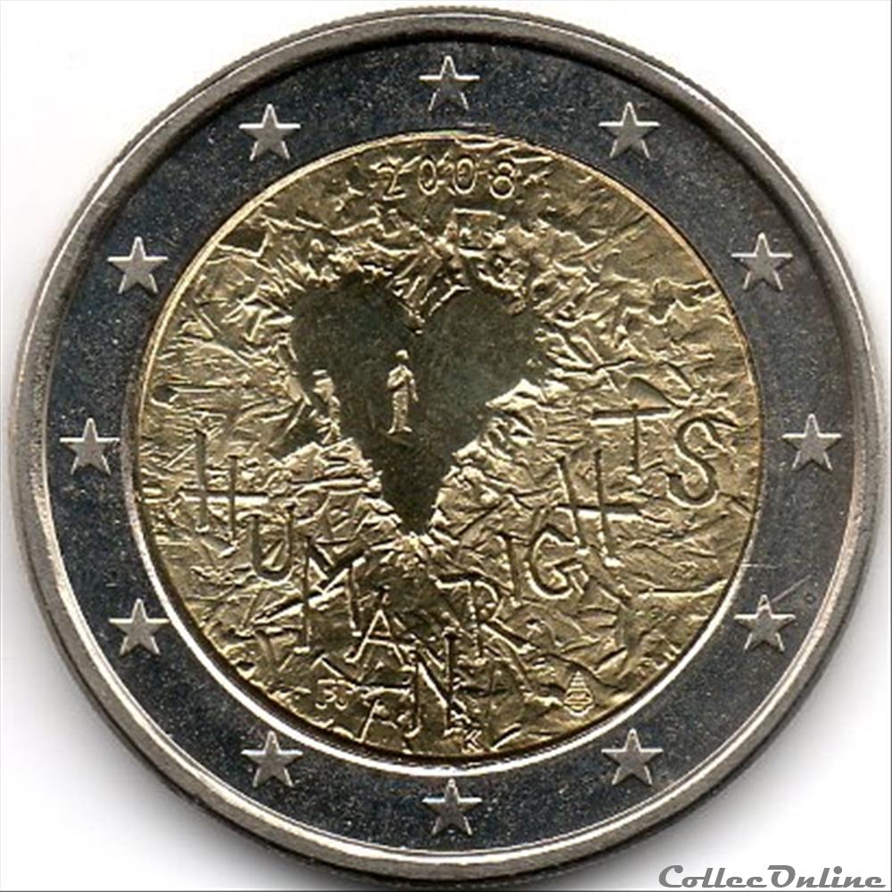 2008 : 60ème anniv. droits Homm monnaie euro finlande 2008 60eme anniv droits homm