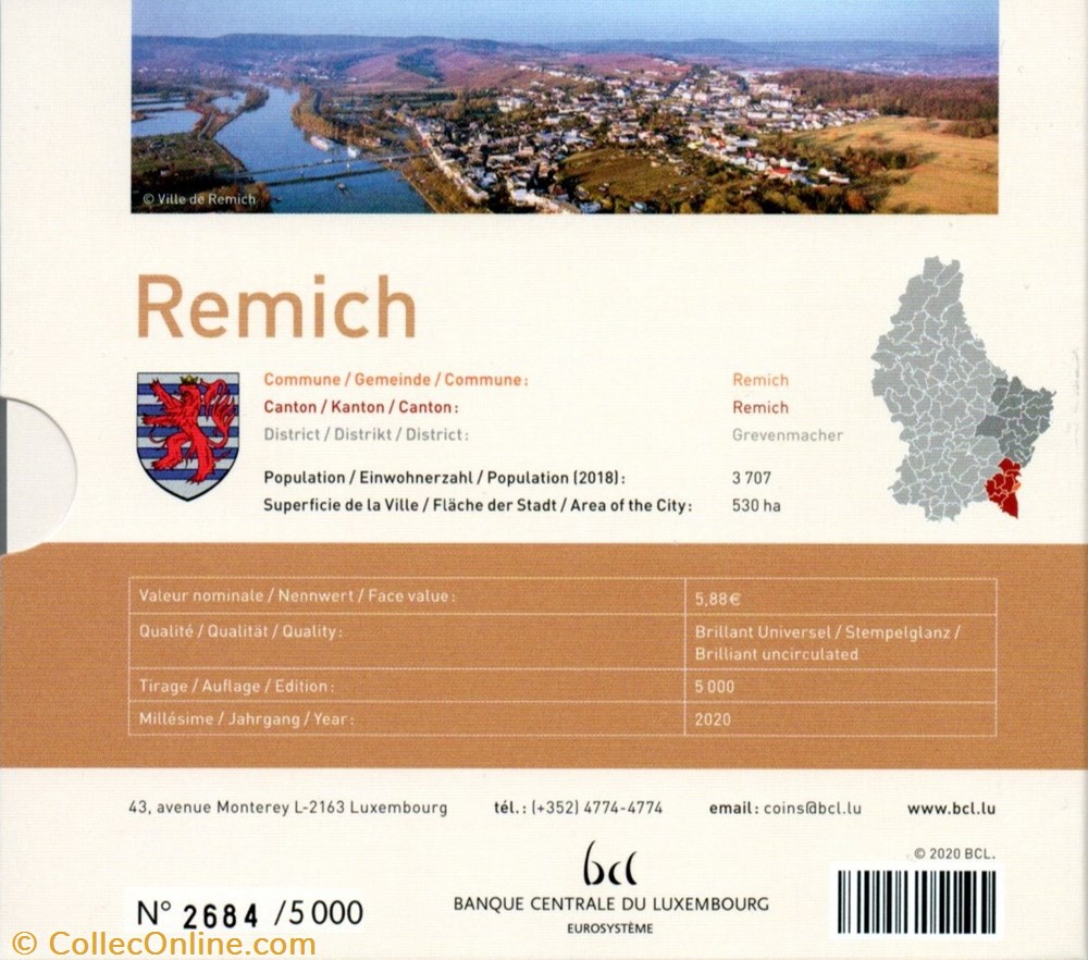 2020 : Coffet BU Remich 3 monnaies euros a luxembourg 2020 coffet bu remich