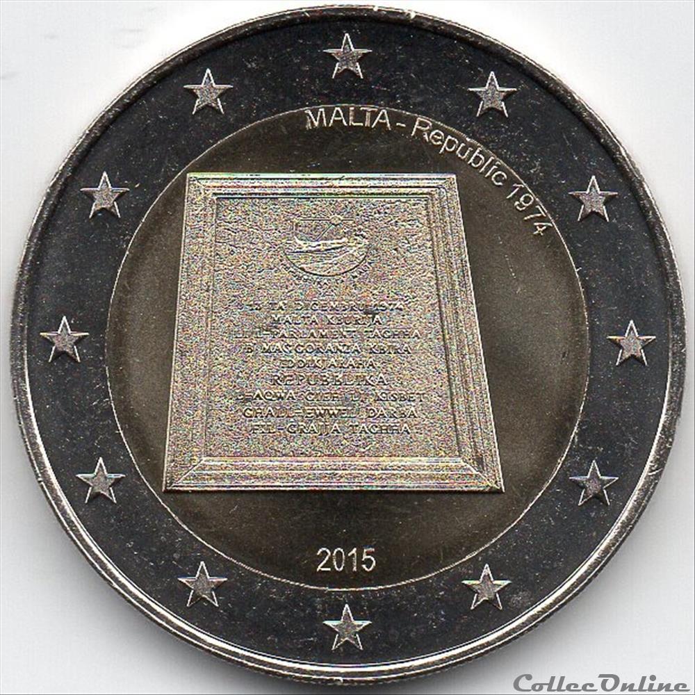 monnaie euro malte 2015 republique 1974