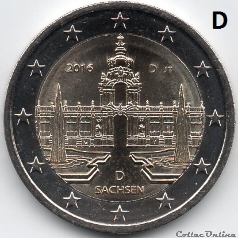 2016 : Saxe, Palais Zwinger de Dresden 5 monnaie euro allemagne 2016 saxe palais zwinger de dresden