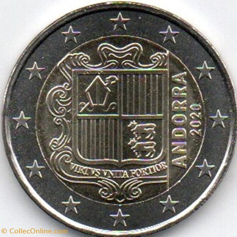 2020 : le blason de la principauté d'Andorre 2 euros monnaies 2020 le blason de la principaute andorre 2 euros