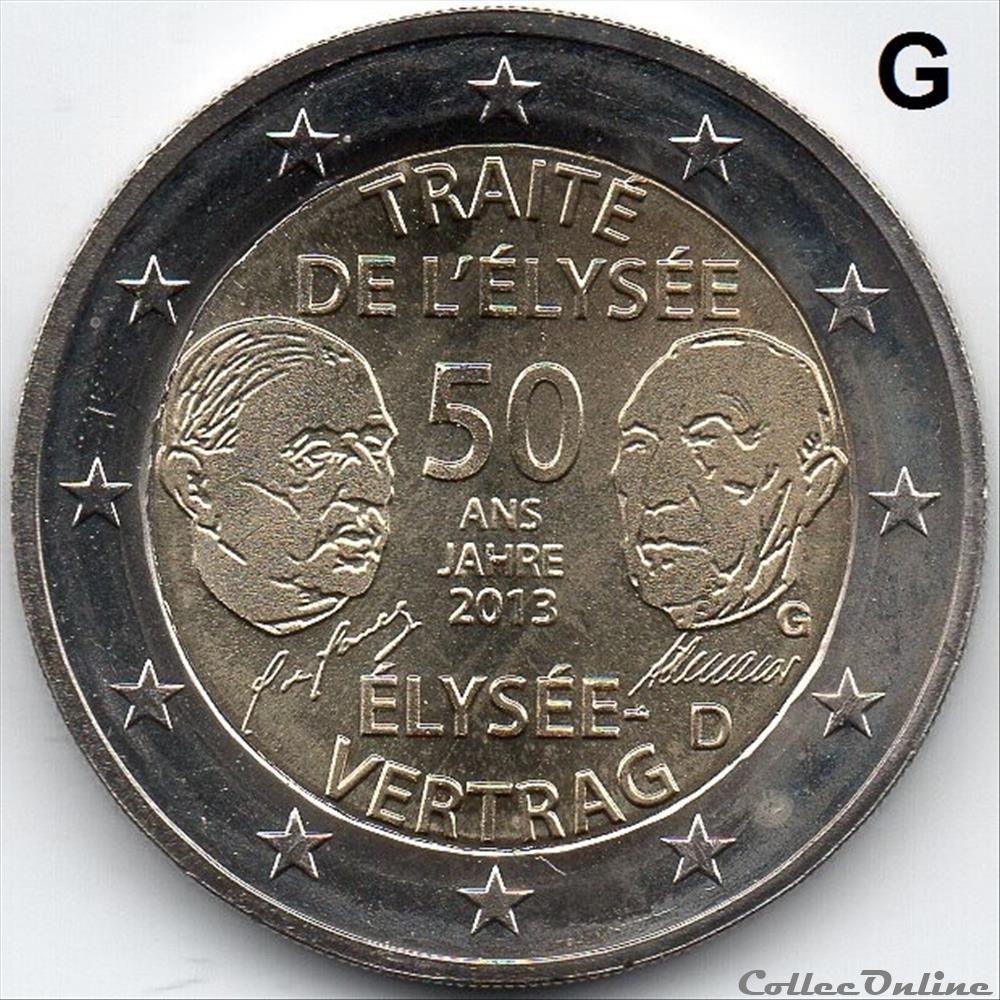 2013 : 50 ans Traité de l'Elysée - Coins - Euros - Germany - Type of ...