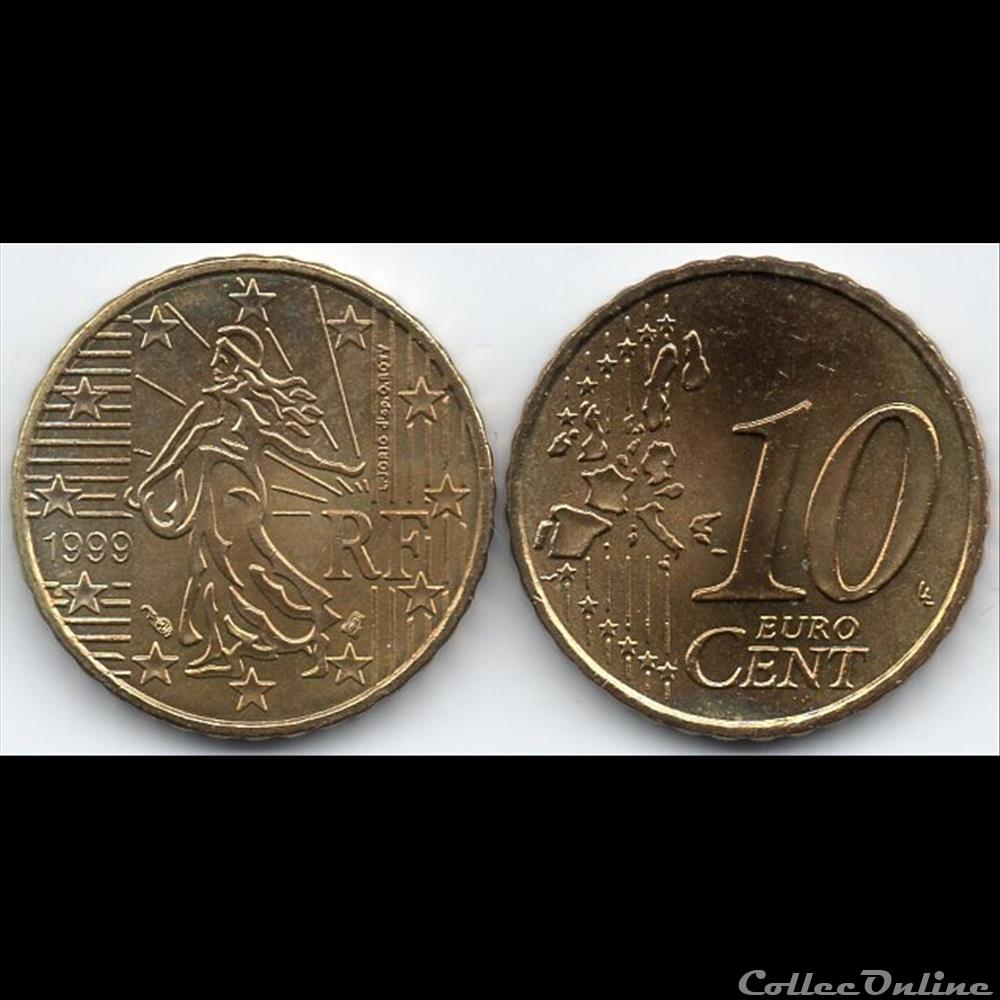 10 Cent : 1999 La Semeuse monnaie euro france 10 cent 1999 la semeuse