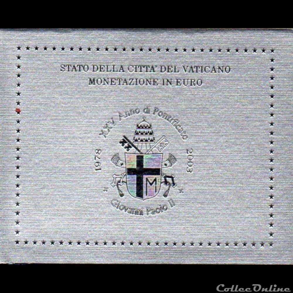 2003 : Coffet BU 3 monnaie euro a vatican 2003 coffet bu