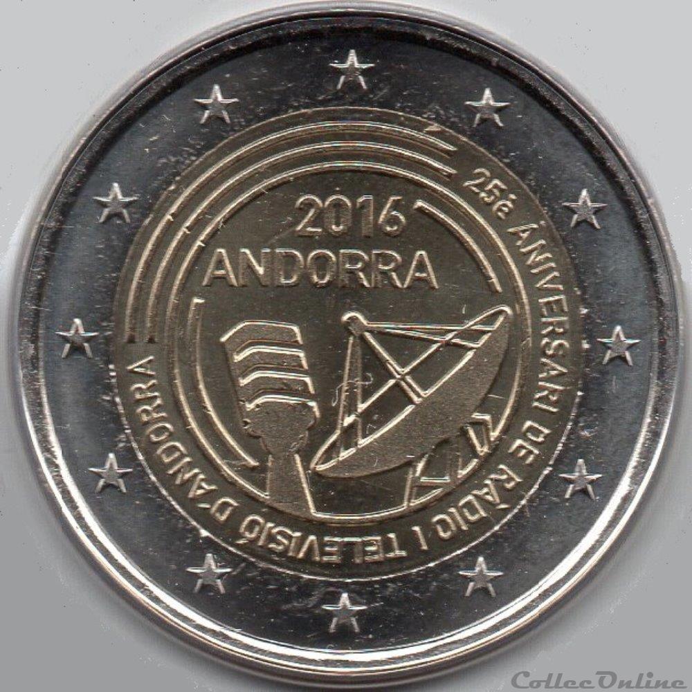 2016 : 25 em anniver de la Radio Télévision d'Andorra 3 monnaie euro andorre 2016 25 em anniver de la radio television andorra