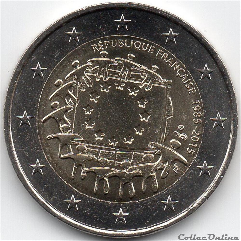 2015 : 30ième anniversaire drapeau européenne monnaie france 2015 30ieme anniversaire drapeau europeenne