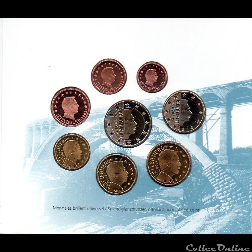 2003 : Coffet BU 100em Anniversaire du ( Pont Adolphe ) 2 monnaies euros luxembourg 2003 coffet bu 100em anniversaire du pont adolphe