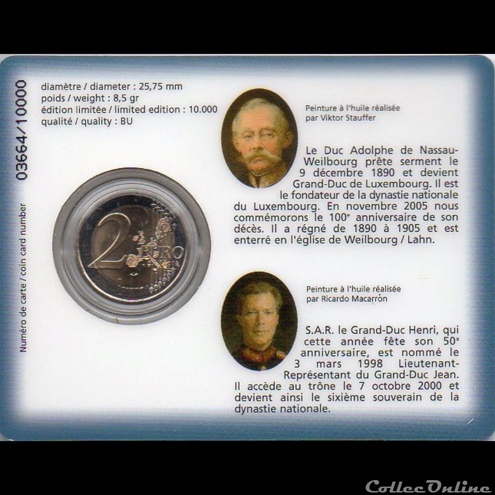2005 : Coin card 5e anniversaire Grand Duc monnaie euro luxembourg 2005 coin card 5e anniversaire grand duc
