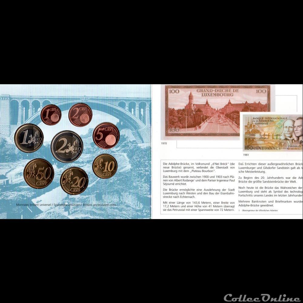 2003 : Coffet BU 100em Anniversaire du ( Pont Adolphe ) 4 monnaies euros luxembourg 2003 coffet bu 100em anniversaire du pont adolphe