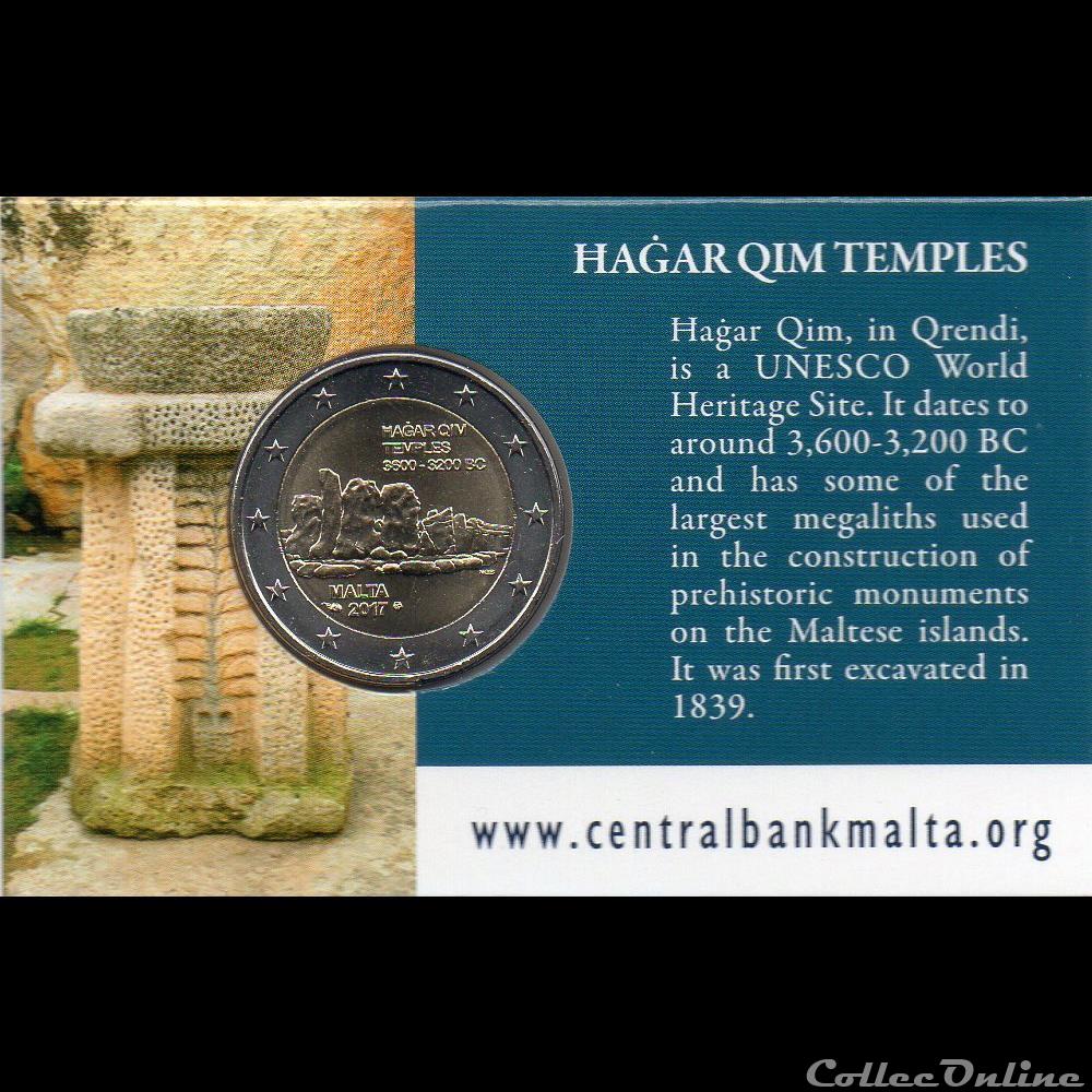 euro malte 2017 coin card hagar qim avec poincon monnaie de paris
