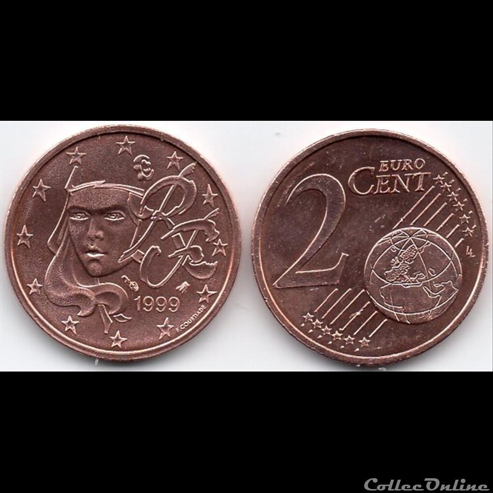 monnaie euro france 2 cent 1999 marianne symbole de la republique francaise