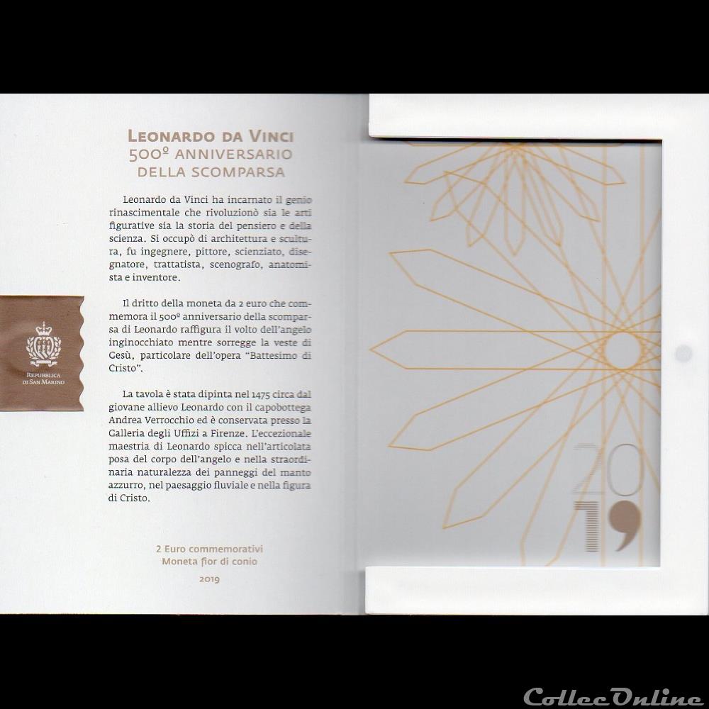 2019 : Léonardo da Vinci 4 monnaies euros saint marin 2019 leonardo da vinci