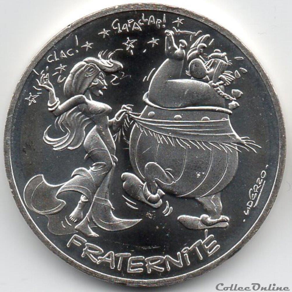 2015 : Astérix et la fraternité argent 5 monnaie euro france 2015 asterix et la fraternite argent