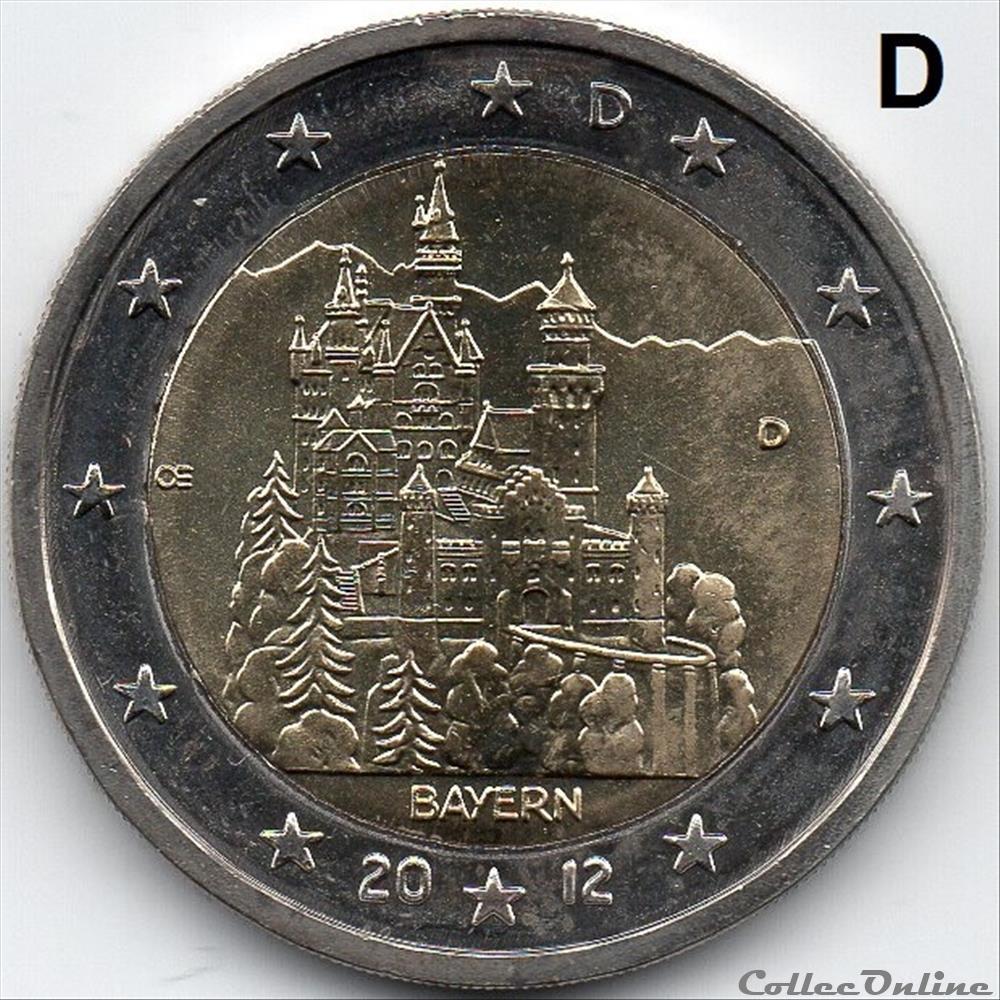 monnaie euro allemagne 2012 chateau de neuschwanstein