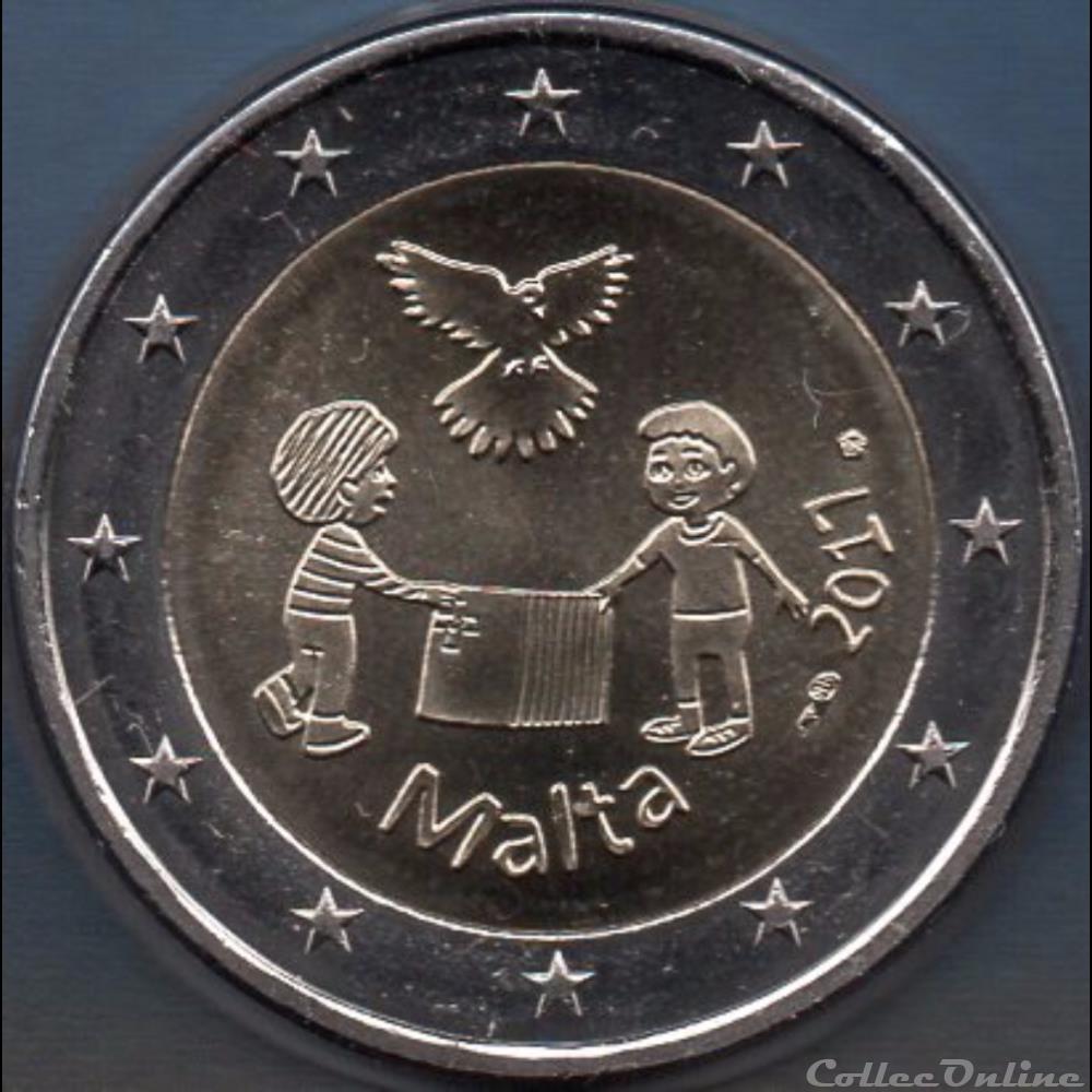 euro malte 2017 paix solidarite enfants avec poincon monnaie de paris