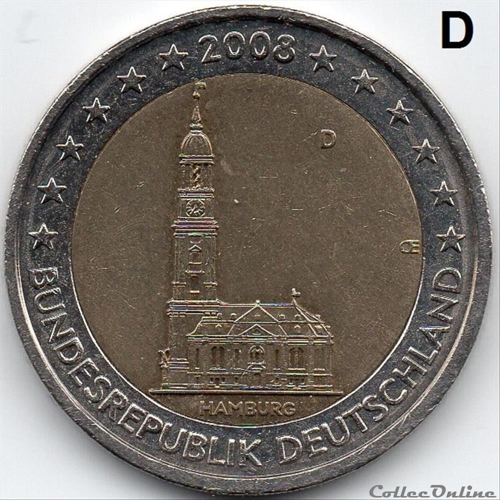 2008 : Église Saint Michel 2 monnaie euro allemagne 2008 eglise saint michel