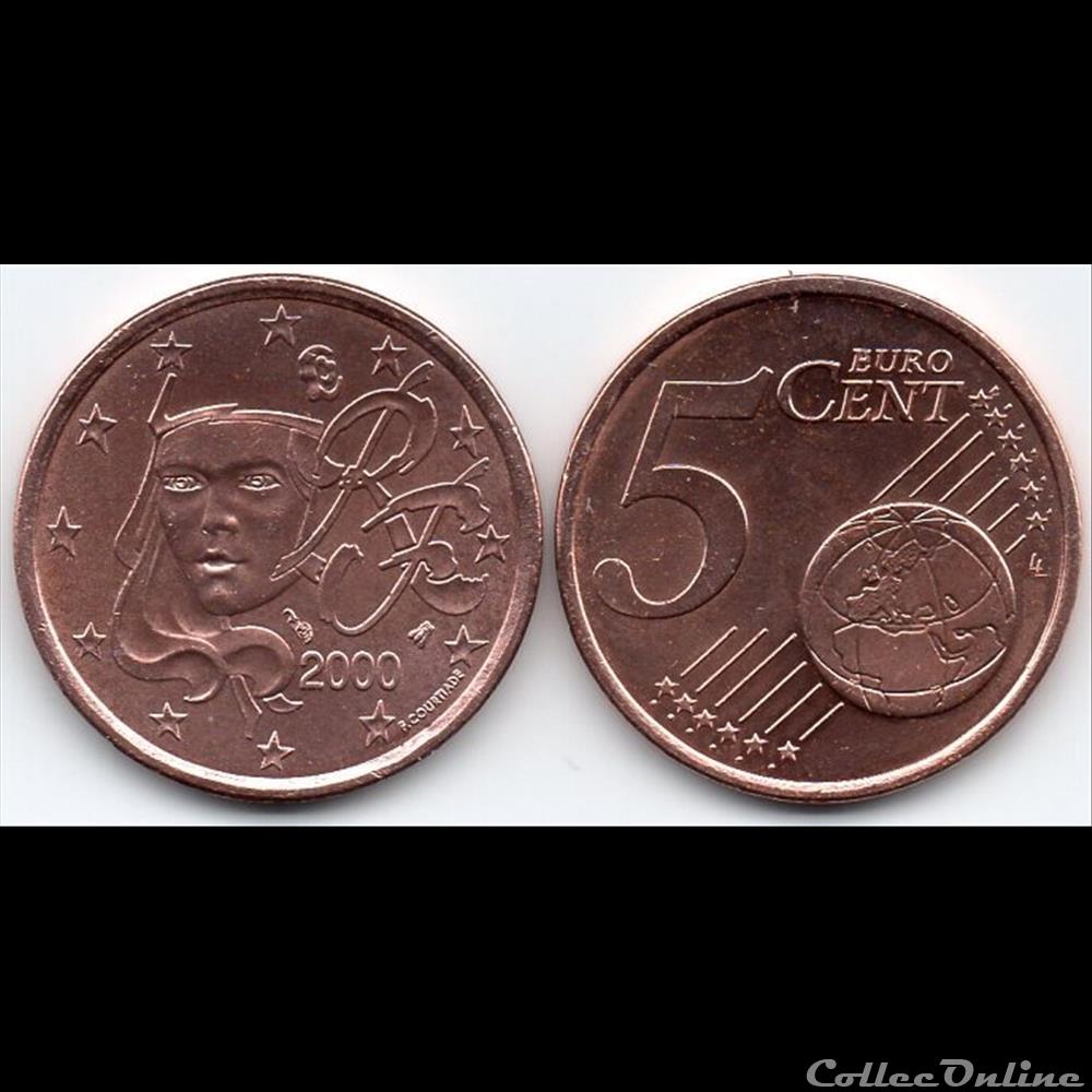 5 cent : 2000 Marianne, symbole de la République française. monnaie euro france 5 cent 2000 marianne symbole de la republique francaise