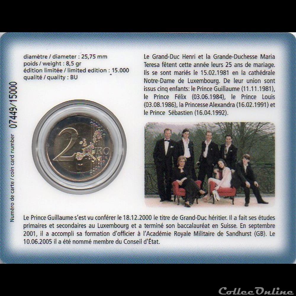 monnaie euro luxembourg 2006 coin card grand duc heritier gui
