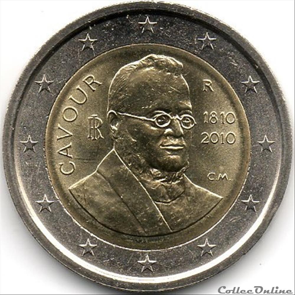 2010 : en l'honneur des 200 ans du comte de Cavour monnaie euro italie 2010 en honneur des 200 ans du comte de cavour