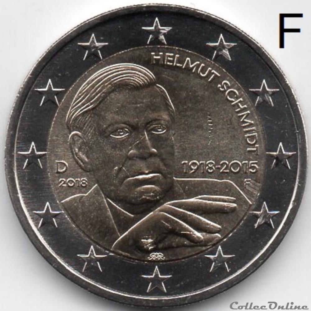 2018 : Helmut Schmidt 3 monnaie euro a allemagne 2018 helmut schmidt