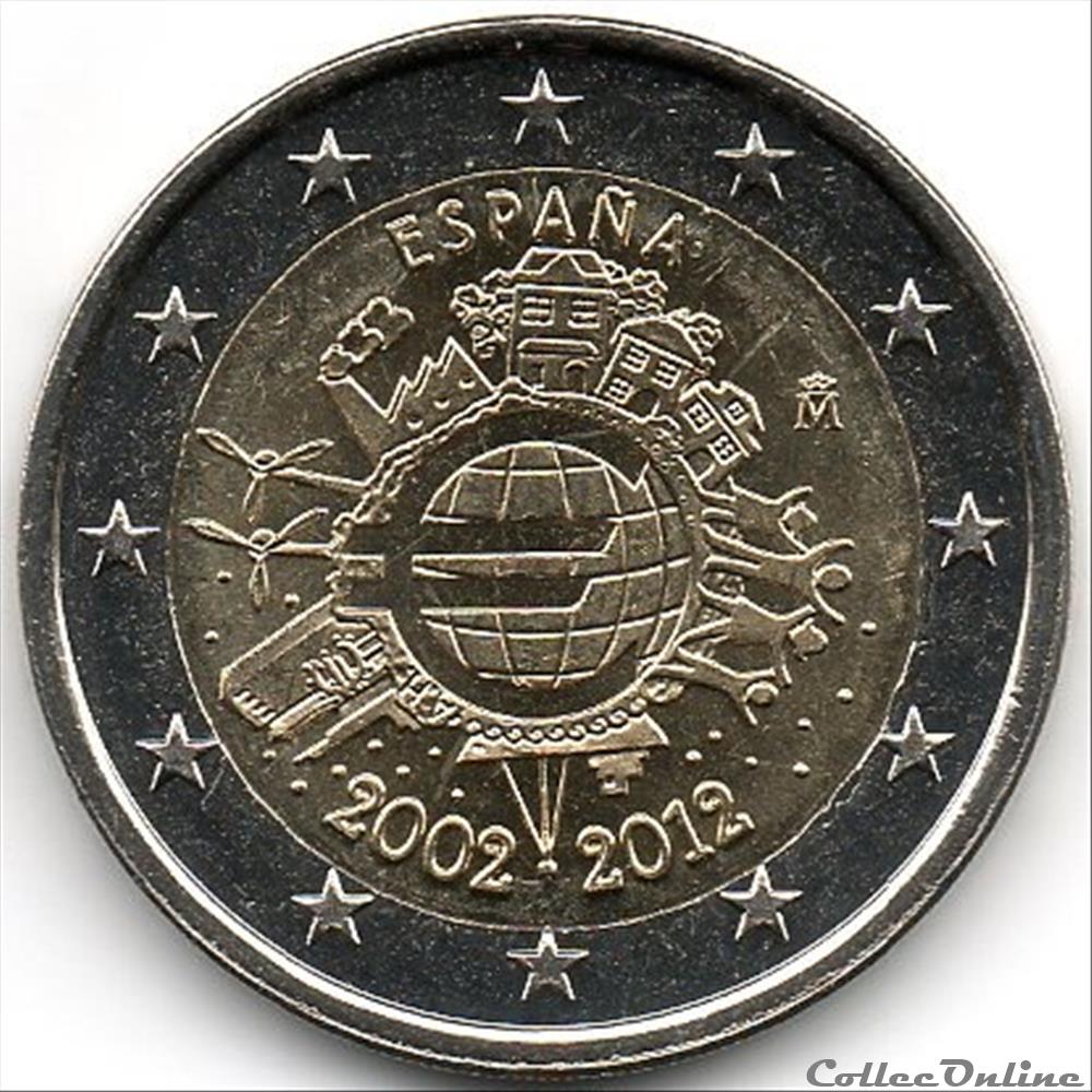 2012 : 10 ans de l'€uro monnaie euro espagne 2012 10 ans de uro
