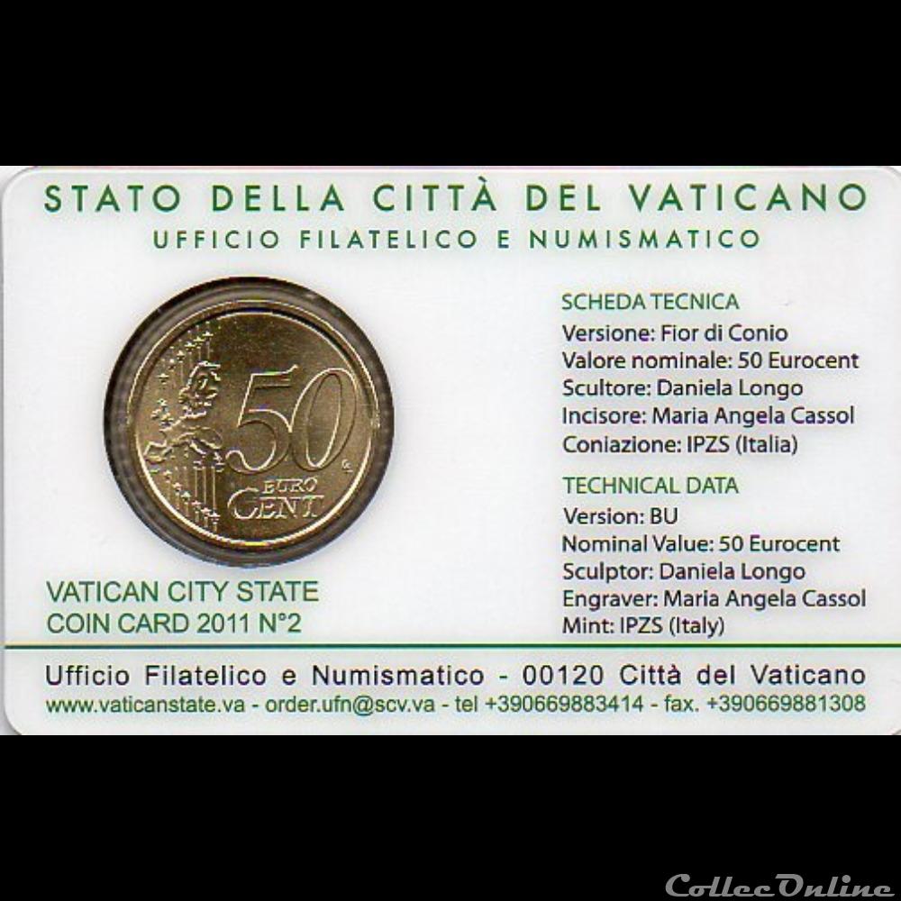 2011 : Coin card n°2 monnaie euro vatican 2011 coin card n 2