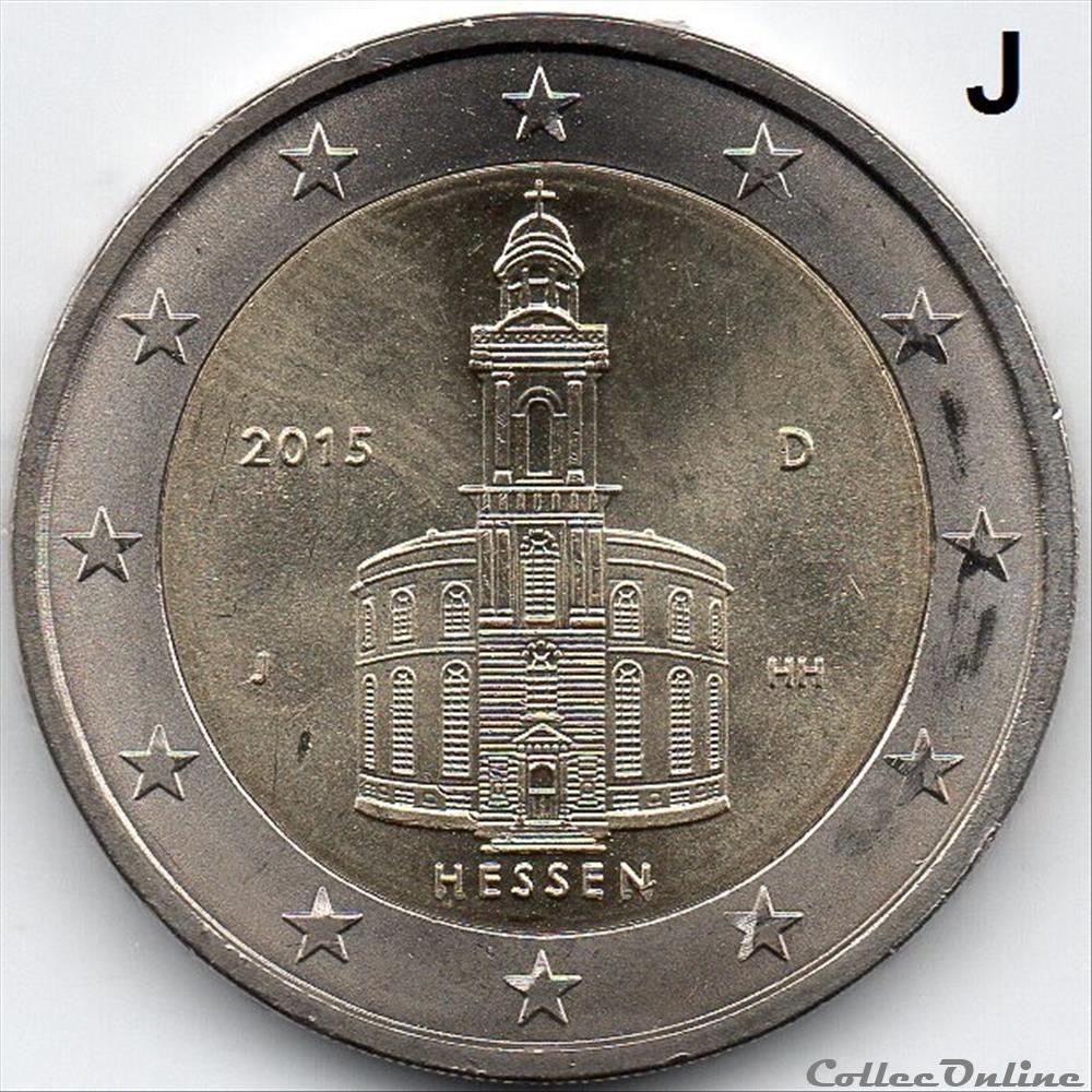 monnaie euro allemagne 2015 hessen eglise saint paul a francfort