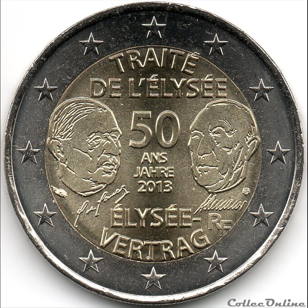 monnaie euro france 2013 50 ans traite de elysee