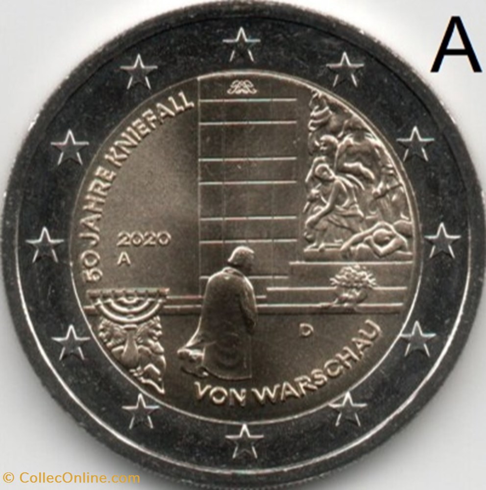 2020 : 50ème anniversaire de la génuflexion de Varsovie monnaie euro allemagne 2020 50eme anniversaire de la genuflexion de varsovie