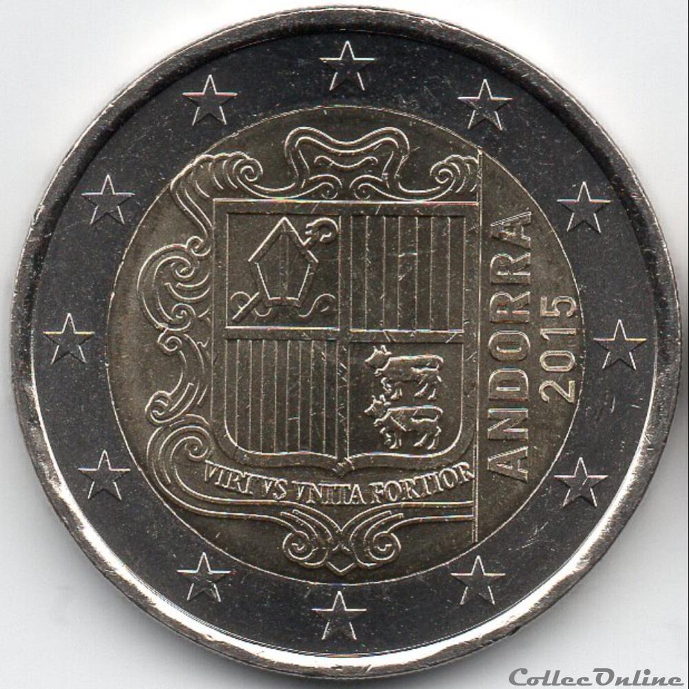 2015 : le blason de la principauté d'Andorre 2 euros monnaie 2015 le blason de la principaute andorre 2 euros