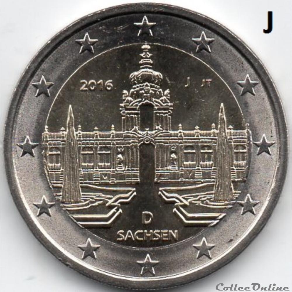 2016 : Saxe, Palais Zwinger de Dresden 4 monnaie euro allemagne 2016 saxe palais zwinger de dresden