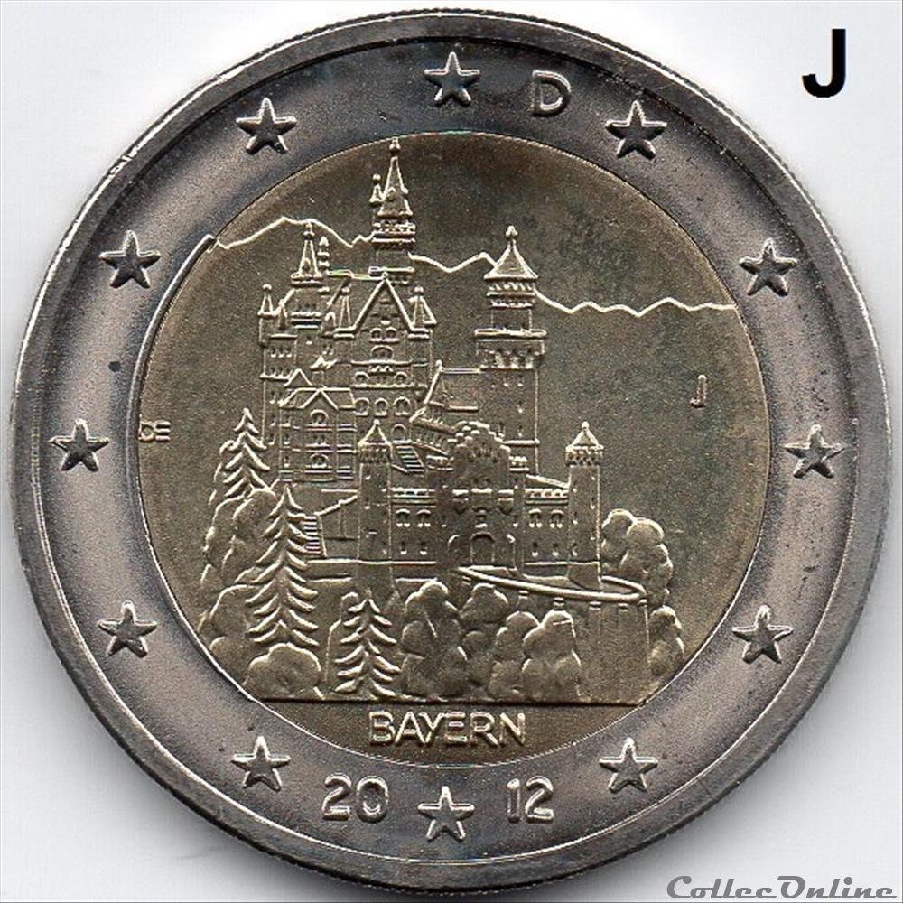 monnaie euro allemagne 2012 chateau de neuschwanstein